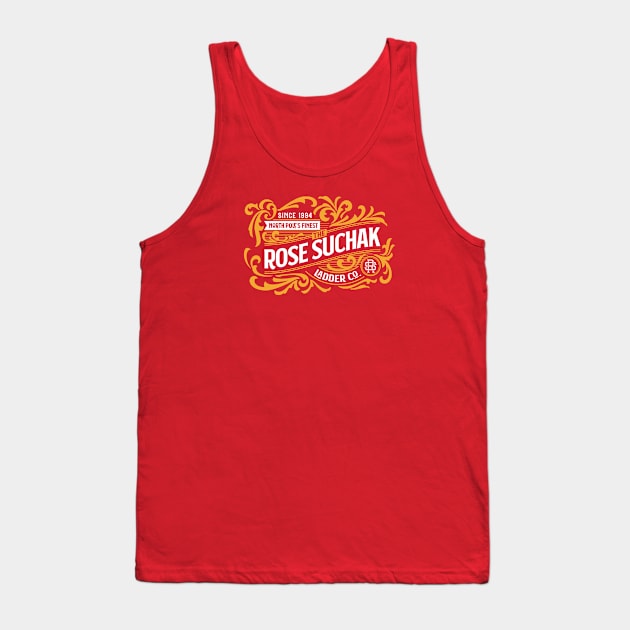 The Rose Suchak Ladder Co. (White and Gold on Red) Tank Top by jepegdesign